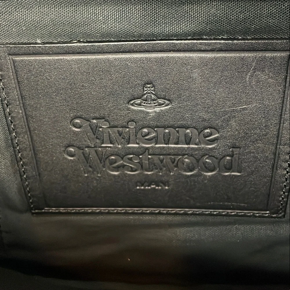Vivienne Westwood Black and Taupe Foldover Clutch